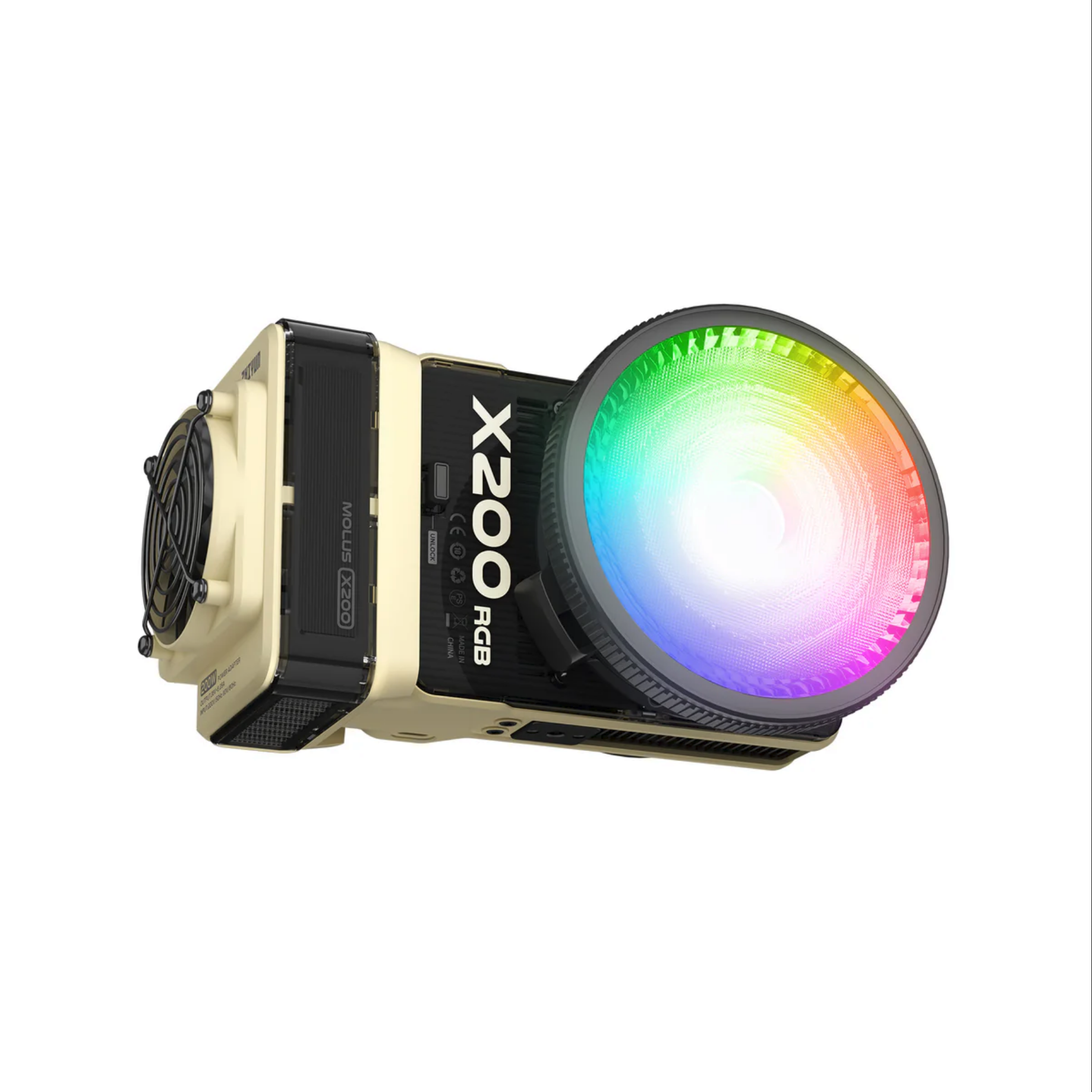 ZHIYUN MOLUS X200 RGB Combo – Luce LED Continua 200W CCT 2500K-10000K, Montatura Bowens, Riflettore E Hub Batteria, Peso 830g
